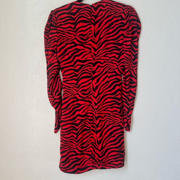 Bardot Red and Black Zebra Print Long Sleeve Dress - Picture 3 of 8